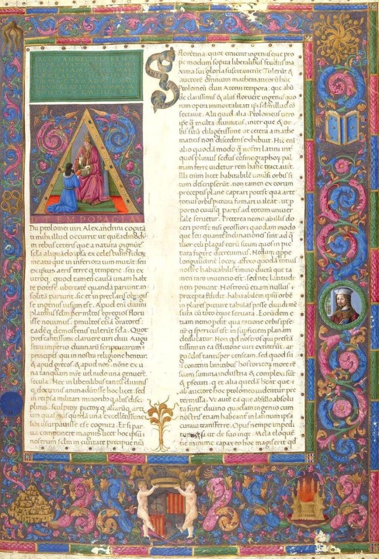 Primera pàgina d'un manuscrit catalanoaragonès d'una obra de Ptolemeu